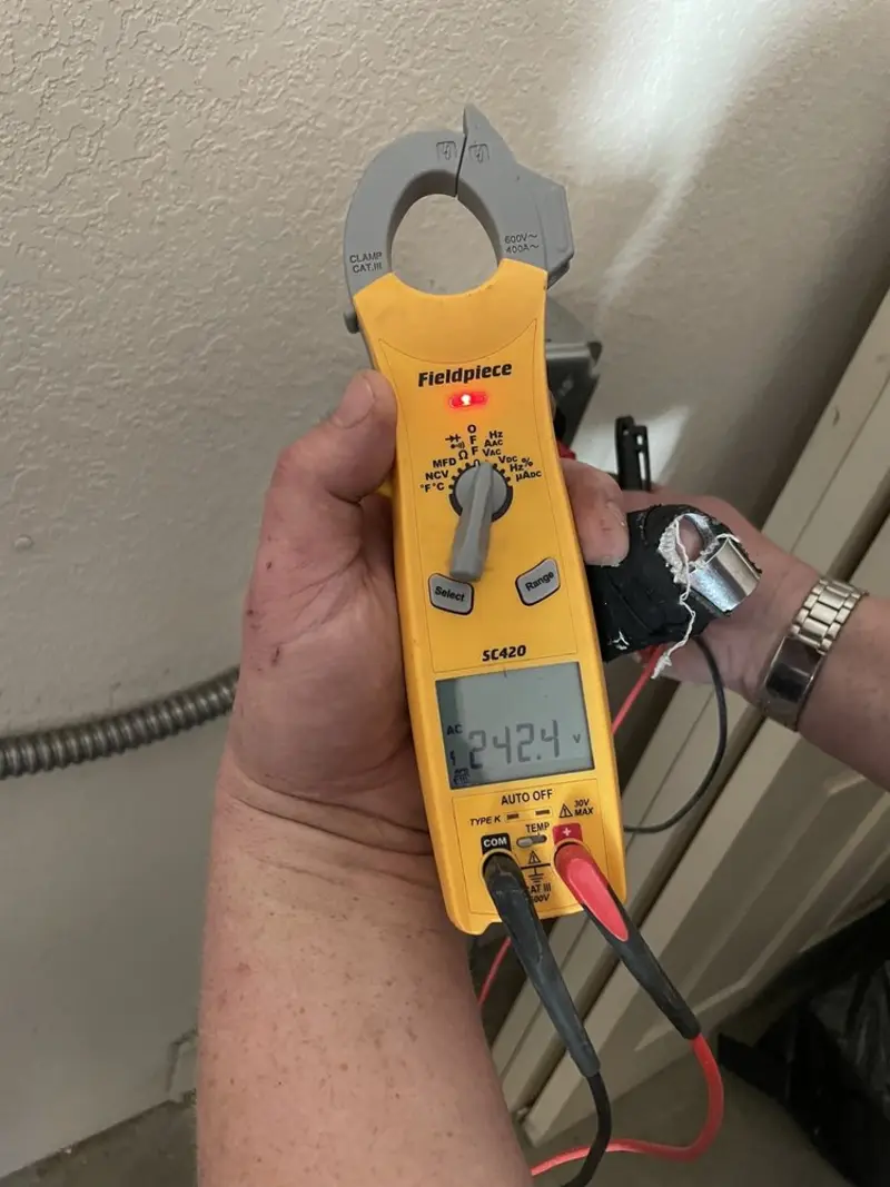 Voltage testing with clamp meter during Generator Installation in Shrewsbury